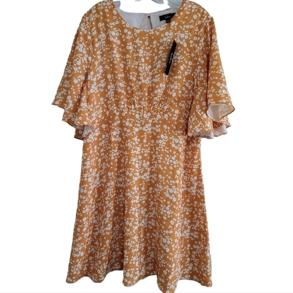 NWT Lulu's Boundless Beauty Yellow Floral Print Flutter Sleeve Mini Dress XL - Picture 3 of 9